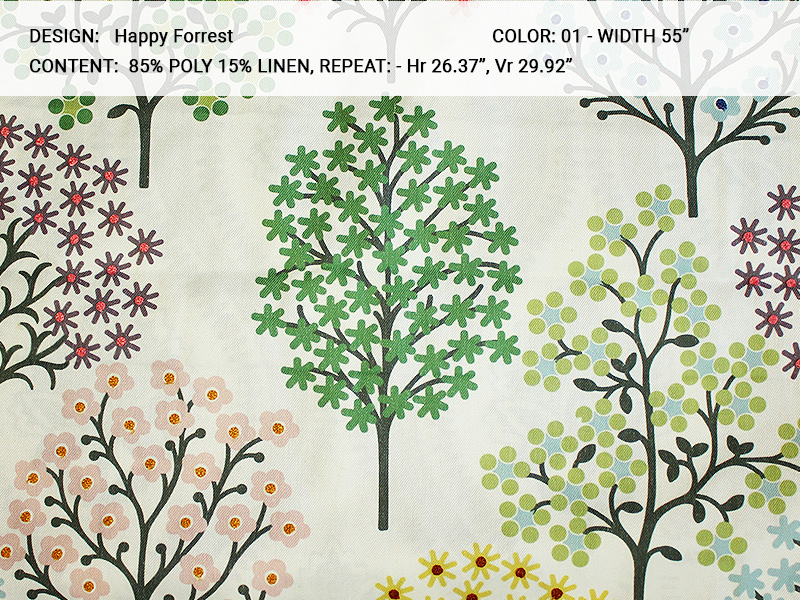 HAPPY FOREST fabric collection cover - Catania Silks